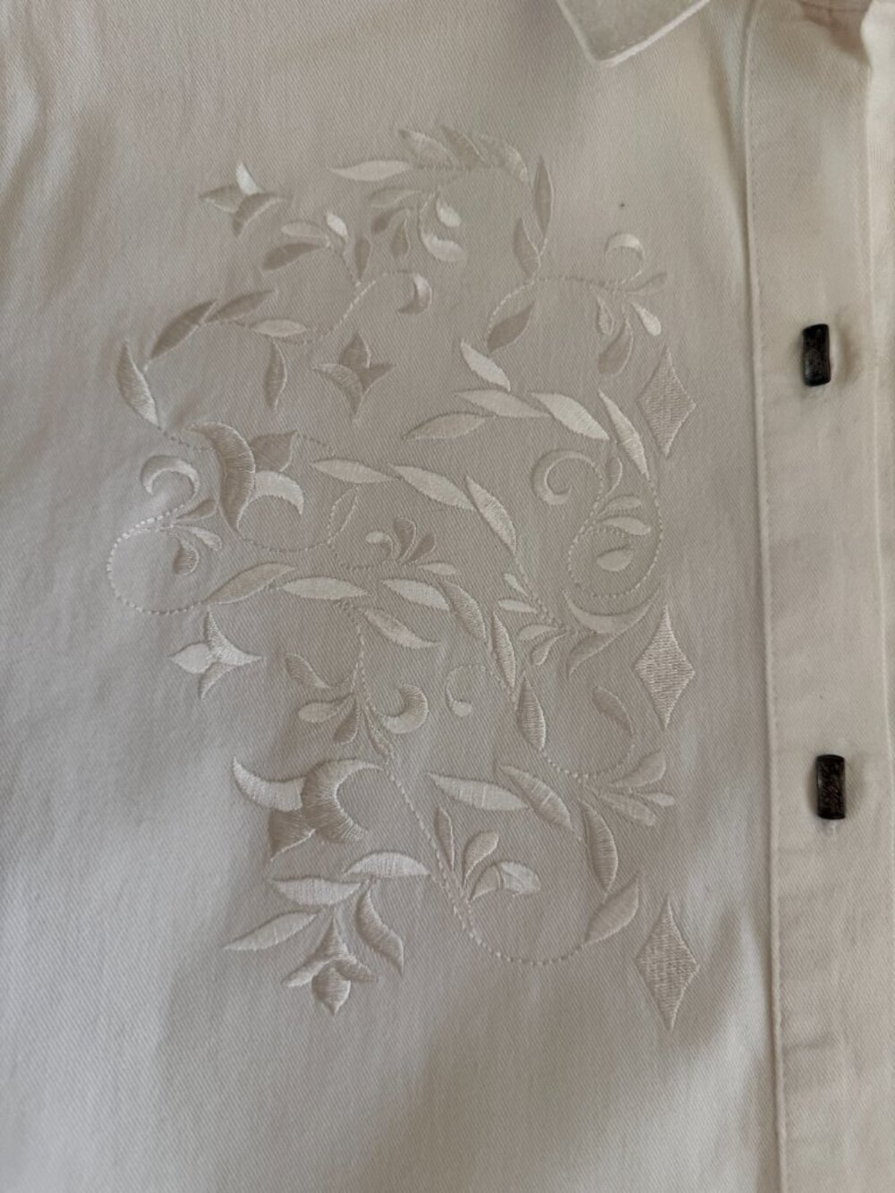 Vintage Lucchese White Cotton Embroidered Shirt Size Medium - Picture 8 of 10